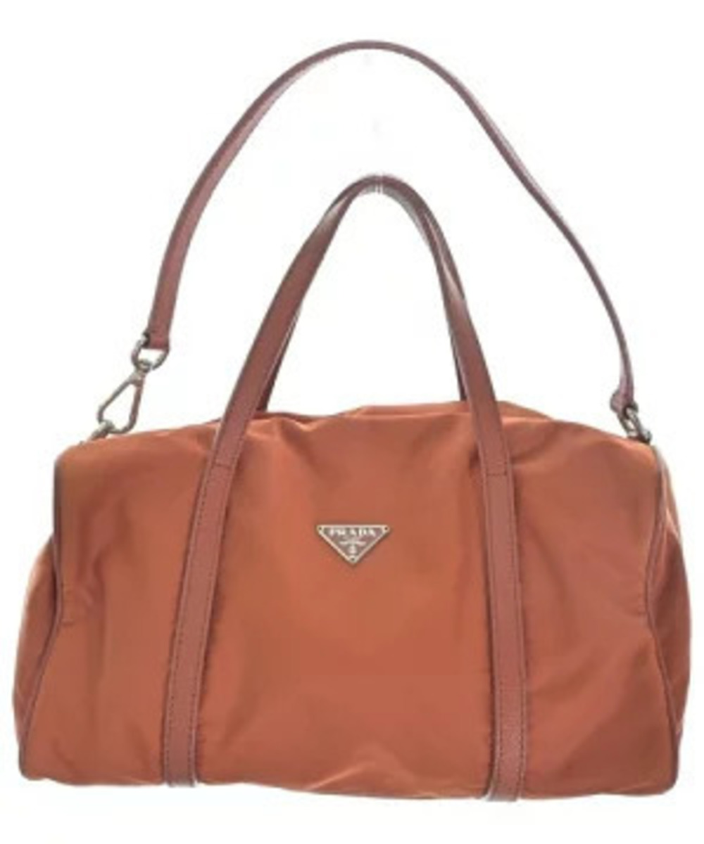 Prada Tessuto Duffle Boston Bag dual leather Orange